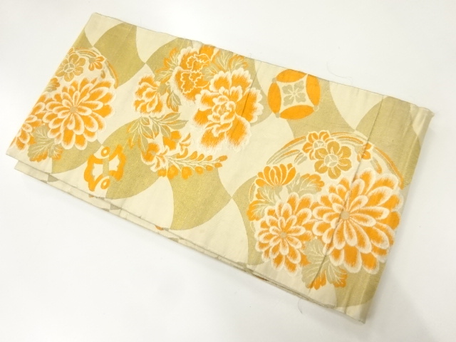 JAPANESE KIMONO / OBI FOR KIDS / SILK / WOVEN FLORAL ROUNDEL CREST